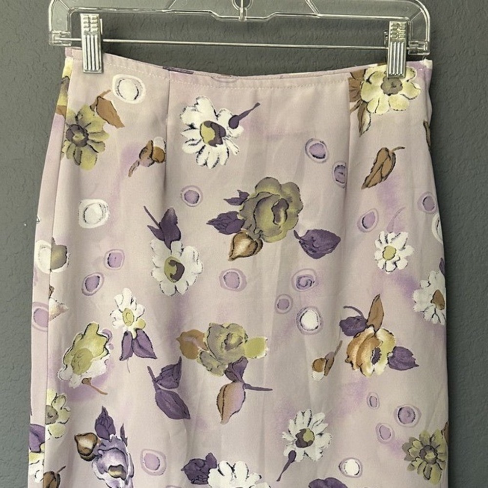 Y2K Lavender Cottagecore Slit Vintage 90s‎ Pastel Floral Maxi Skirt  Size 9/10